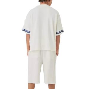 Ensemble décontracté d'été pour homme, 2 pièces, avec t-shirt à épaules tombantes et short, logo personnalisé, grandes tailles - Product Image 4