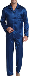 OEM personalizado logotipo de los hombres Pijamas Pijama de satén de manga larga Conjunto de seda ropa de dormir de los hombres Sexy estilo moderno suave acogedor camisón de gran tamaño - Product Image 3