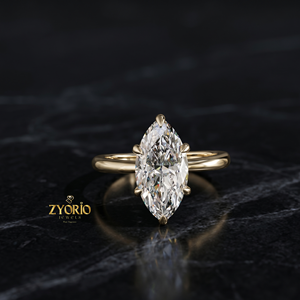 Anillo de Compromiso Solitario con Corte Marquesa en Oro de 18K, Anillo de Boda Navette de Lujo, Joyería Nupcial Elegante - Product Image 5
