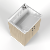Meuble-lavabo Mongardi au design moderne en mélamine d'orme, lisse, résistant à l'eau, facile à nettoyer, L60x50x85cm, avec kit d'évacuation en PP, pour salle de bain