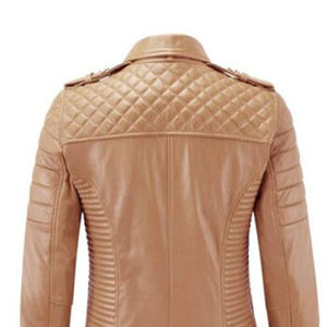 Nouvelle veste en cuir véritable de haute qualité pour femmes, veste en cuir de mouton de motard élégant, respirant, coupe-vent, teint uni, décontracté, OEM - Product Image 5