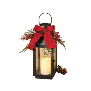 Lanterne de Noël décorative pour la maison Bougeoir en métal rouge avec lanterne en fer Lanterne décorative d'intérieur classique suspendue - Product Image 3