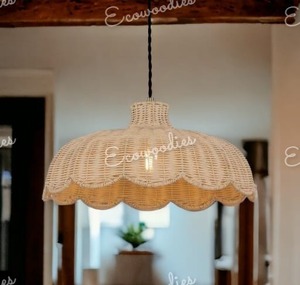 Lámpara colgante de carcasa de ratán de nuevo diseño con pantalla de bambú inspirada en la naturaleza para muebles de dormitorio o sala de estar - Product Image 6