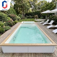 Piscine hors sol préfabriquée en fibre de verre résistante aux UV, avec structure durable et accessoires complets