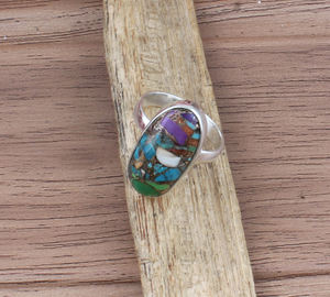 Huître épineuse naturelle cuivre Turquoise 925 argent Sterling large bande bague unisexe mariage classique lunette réglage en gros à la main - Product Image 5