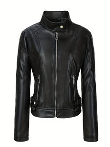 เสื้อแจ็คเก็ตฤดูหนาวสำหรับผู้หญิง ทำจากหนัง PU คลาสสิก ผ้าฝ้ายถัก กันน้ำ โลโก้สั่งทำได้ แห้งเร็ว ระบายอากาศดี เป็นมิตรกับสิ่งแวดล้อม คุณภาพสูง - Product Image 6