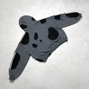 Sweat à capuche avec poches contrastées personnalisé Double bloc de couleur 3D patchwork à l'aiguille brodé Applique Sweats à capuche pour hommes - Product Image 2