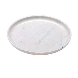 จานผลไม้หินอ่อนสีขาวเทา งานแฮนด์เมดสุดหรู ขัดเงา หินธรรมชาติ ทรงกลม จานเสิร์ฟสไตล์โมเดิร์น มินิมอล สำหรับตกแต่งบ้าน - Product Image 6