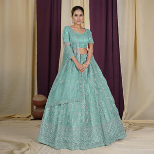 Lehenga Choli de Lujo con Bordado Intenso en Tela de Red y Dupatta a Juego para Bodas, Recepciones y Fiestas Nupciales - Product Image 1