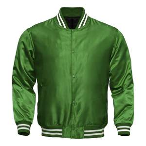 Blouson bombardier universitaire vert satin vintage pour homme coupe-vent léger sur mesure veste d'extérieur pour hommes - Product Image 1