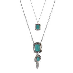 Urthn Fashion 2-Layer Necklace Silver-Plated Gems Stone 1110507D-Layered <b>Neck</b> <b>Chains</b> - Product Image 1