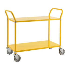 Dual Shelf Trolley with Four-Wheel Rubber and Steel Frame for Shopping Hotel Storage Tool <b>Transportation</b> OEM Customizable - Product Image 1
