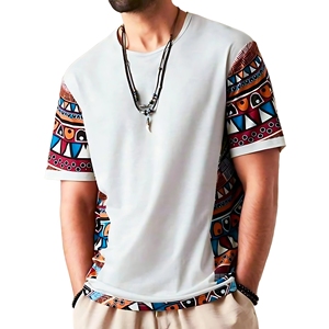 Camiseta de algodón de diseño personalizado al por mayor para hombre, camiseta de manga corta con cuello redondo y estampado DTG, camiseta multicolor de corte regular para hombre - Product Image 3