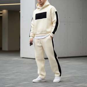 Ensemble de survêtement pour homme de haute qualité, 2 pièces, sur mesure, sweat-shirt à capuche et pantalon de survêtement à jambe droite, style streetwear, sport, 100% polyester, taille surdimensionnée - Product Image 1