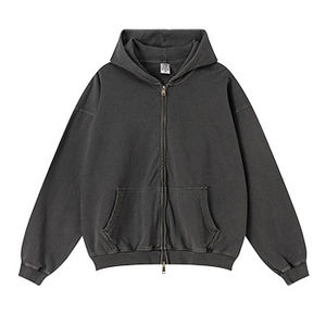 2025 Vintage American Hoodie Heavyweight Washed 100% Cotton Zip-Up Pullover Jacket pour Homme - Product Image 1