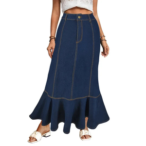 Wholesale Women's Long Denim Skirt Summer High Waist Skirt Streetwear Split A-line Jeans Skirt for Women - Product Image 2