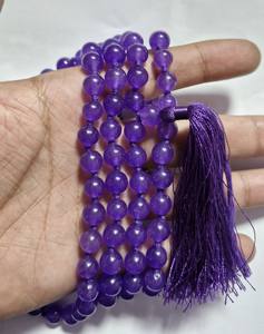 Vente en gros 34 pouces 108 perles Mala Top naturel améthyste guérison cristal pierre diamant coupe bleu couleur taille 8 mm - Product Image 3