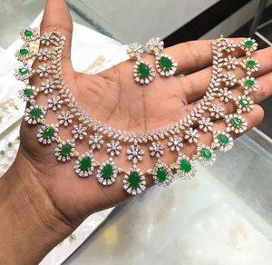 Superb Quality Luxury Sparkle Zircon <b>Necklace</b> <b>Set</b> With <b>Earrings</b> for Wedding Engagement Party Wear For Women <b>And</b> Girls - Product Image 4