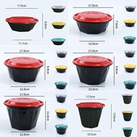 1560ml Récipient alimentaire rond en plastique jetable pour soupe de nouilles Ramen Bol pour micro-ondes avec trou d'air