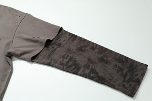 T-shirt à manches longues Vintage délavé à l'acide coton 320gsm Camouflage manches de haute qualité logo personnalisé Sweat-shirt à double manches pour hommes - Product Image 4