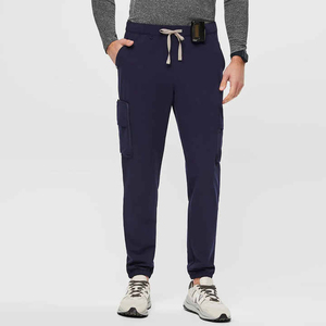 Ensemble d'uniformes médicaux de couleur unie pour hommes vente en gros clinique hôpital médecin salopette col en V mode gommage pharmacie infirmière vêtements - Product Image 2