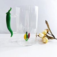 Théière élégante en verre borosilicate avec poignée en forme de piment, résistante à la chaleur, écologique, capacité de 1000 ml