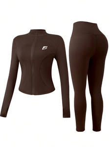 Conjuntos Deportivos Personalizados para Mujer, Chaqueta Deportiva con Cierre y Leggings de Cintura Alta, Ropa de Gimnasio, Chándal OEM, Venta al por Mayor B2B - Product Image 4