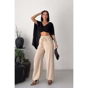 HS720 Trousers with <b>Elastic</b> <b>Waist</b> and Cuffs - Stone - Product Image 1