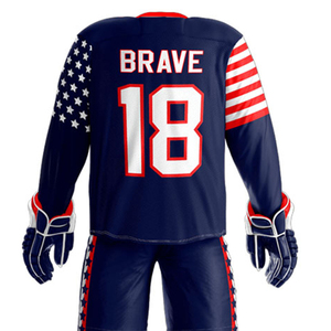 Wholesale Custom Ice Hockey Uniform Set Professional Hockey Jerseys Pants Gloves Printed Breathable Polyester Teamwear - Product Image 6