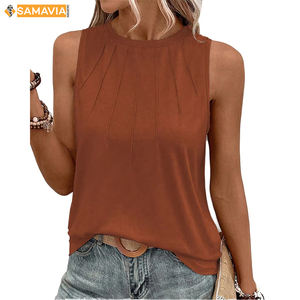 Samavia Tank Top Stripe Contraste Trim Transpirable Casual tarifa al por mayor precio barato sublimación womentank Top OEM fabricantes - Product Image 6