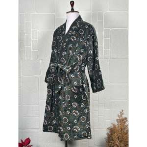 Kimono de luxe unisexe en velours, élégant, réversible, doublé coton, robe de chambre originale, cadeau d'automne-hiver, veste bohème, peignoir, robe de maison, enveloppant - Product Image 4