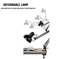 Lampe de bureau LED E27 en métal, lampe de table pliante à bras oscillant réglable pour salon de manucure