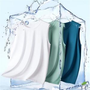 Men's Casual Sleeveless Tank Top with Round Neck Solid Colour Breathable Knitted <b>Vest</b> for Summer Sports <b>Sweat</b> Drying Design - Product Image 4