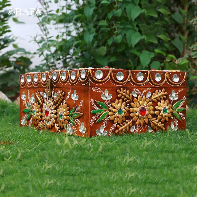 Trending Hand-Painted Wooden Paper Mache Antique Carvings Jewelry Box For Decor & Storage