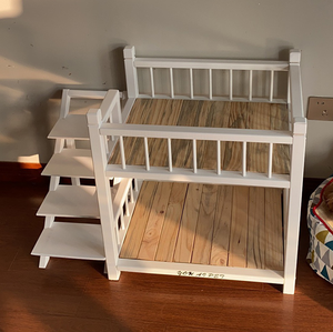 <b>Solid</b> <b>Wood</b> Eco-Friendly Removable & Washable Pet <b>Bunk</b> <b>Bed</b> Double Layer Dog & Cat <b>Bed</b> Small Medium Size - Product Image 2