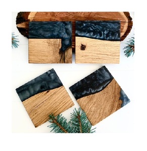 Venta al por mayor Lametierartz estilo clásico posavasos cuadrados de madera de olivo y resina epoxi para uso doméstico-para bebidas café té piedra - Product Image 2