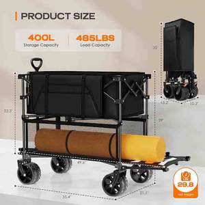 डबल डेकर वैगन ढहने भारी शुल्क फोल्डेबल बड़े समुद्र तट वैगन के साथ बड़े सभी इलाकों के पहियों तह उपयोगिता गाड़ी - Product Image 2