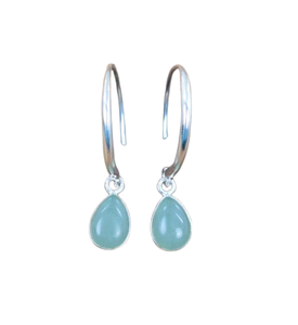 Boucles d'oreilles en argent style bohème faites à la main bijoux en argent sterling 925 Aqua calcédoine pierres précieuses boucles d'oreilles tendance bijoux pour femmes - Product Image 1