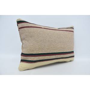 หมอนผ้าวูลลายทางสีเบจ16X24นิ้วหมอนเน้นหรูหราสำหรับโซฟาเตียงทอวินเทจปุยคริสต์มาส - Product Image 3