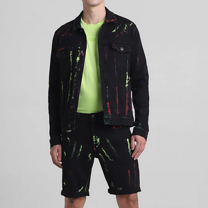 Meilleure vente sur mesure ensemble short décontracté 2 pièces en jean pour hommes motif uni imprimé texturé vêtements quotidiens écologiques du Pakistan - Product Image 1