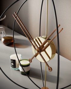 นาฬิกาตั้งโต๊ะไม้และโลหะ นาฬิกาตั้งโต๊ะ การออกแบบตารางที่ไม่ซ้ํากัน ไม้เป็นกลาง ของตกแต่งบ้าน นาฬิกาแขวนสมัยใหม่ นาฬิกาแขวน โลหะสมัยใหม่ - Product Image 4