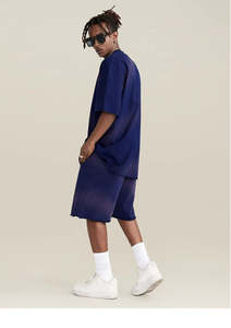 Vêtements de sport en coton lavé à l'acide pour hommes, jogging d'été de gymnastique, short de 2 pièces, t-shirt, logo personnalisé, respirant, grande taille, confortable - Product Image 4