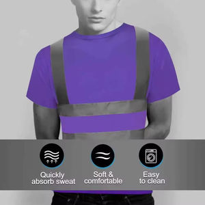 2025 OEM Men's Formal <b>Hi</b> <b>Vis</b> Safety Knitted <b>T</b>-<b>Shirts</b> Solid 100% Cotton Breathable Eco-Friendly Loose Fit Quick Dry Short Sleeve - Product Image 4