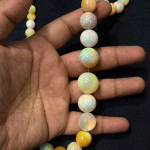 Natural Ethiopian Opal 10mm to 20mm Smooth Round Gemstone Beads Rainbow Color High Quality for Jewelry Making - Product Image 3