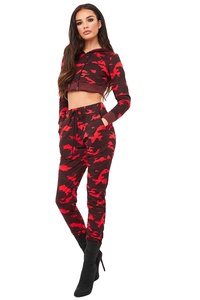 ชุดวอร์ม2ชิ้นผ้าฟลีซพิมพ์ลายพรางสำหรับผู้หญิงชุดออกกำลังกายวิ่งออกกำลังกายแบบลำลองสำหรับผู้ใหญ่ชุดออกกำลังกายพิมพ์ลายพรางชุดออกกำลังกายโยคะ OEM - Product Image 1