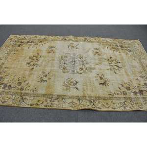 Alfombra turca Vintage Beige clásica de 5,3x9,1 pies, alfombra de felpa hecha a mano, Material de lana, diseño de retazos, pasillo Rectangular de látex, nuevo - Product Image 3