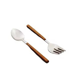 Polished Stainless Steel <b>Salad</b> Server Set Acrylic Handle Reusable Kitchen <b>Salad</b> <b>Spoon</b> Fork - Product Image 2