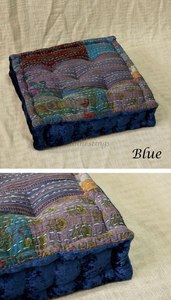 Coussin de sol Kantha coussin de siège coussin de fenêtre Vintage Patchwork canapé de sol velours français coussin tufté - Product Image 4