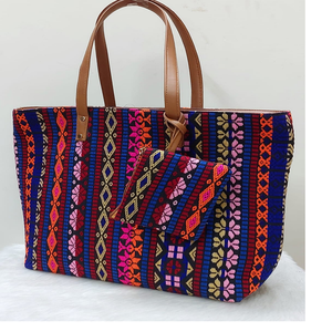In Multi Colour Custom Made Jacquard Fabric Tote <b>Bags</b> Made in Size 13*18 Inches,for Carrying a 17 Inch <b>Laptop</b> for Resale - Product Image 1