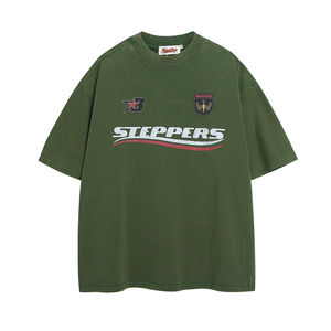 Camiseta de Verano Vintage para Hombre, Transpirable, Antiarrugas, Cuello en V, Oversize, Lavado Intenso, Manga Corta, Ajuste Holgado, Estampado Serigrafiado, 100% - Product Image 3